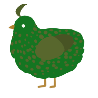 A leaf and olive chicken with a speckle pattern