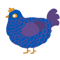 A ultramarine and overcast chicken with a lace pattern