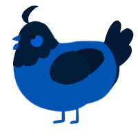 A ultramarine and tumblr chicken with a head pattern