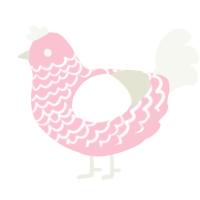 A rose and white chicken with a lace pattern