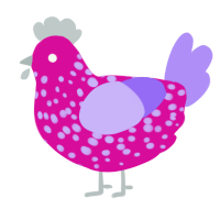 A fuchsia and lilac chicken with a speckle pattern