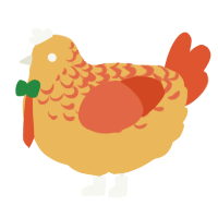 A honey and vermilion chicken with a half-lace pattern