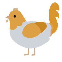 A mist and orange chicken with a head pattern