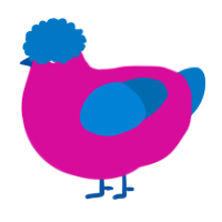 A fuchsia and sapphire chicken