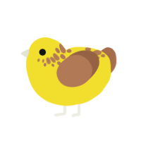 sponge bob, a yellow and brown chicken with a neck-speckle pattern