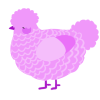 A lavender chicken with a lace pattern