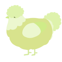 A lemon and apple chicken with a head pattern