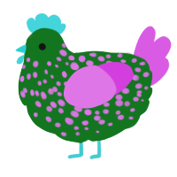 A leaf and orchid chicken with a speckle pattern