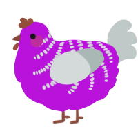 A amethyst and silver chicken with a half-bar pattern
