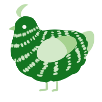 A leaf and gluppy chicken with a bar pattern