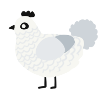 A white and mist chicken with a lace pattern
