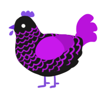 A sable and amethyst chicken with a lace pattern
