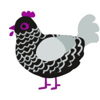 A sable and silver chicken with a lace pattern