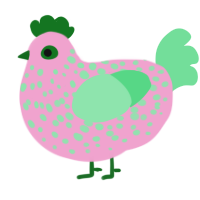 A pink and spring chicken with a speckle pattern