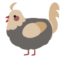 A grey and beige chicken with a head pattern