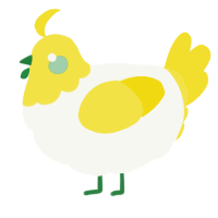A white and yellow chicken with a head pattern