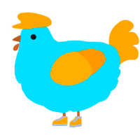 A cerulean and orange chicken