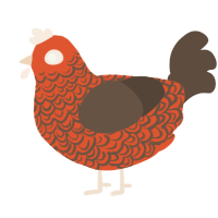 A vermilion and bark chicken with a double-lace pattern
