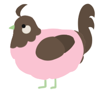 A rose and bark chicken with a head pattern