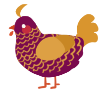 A wine and orange chicken with a lace pattern