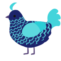 A navy and aqua chicken with a lace pattern