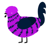 A amethyst and tumblr chicken with a bar pattern