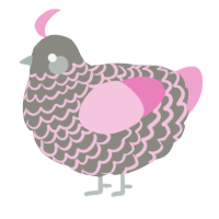A ash and pink chicken with a lace pattern