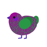 UnaFruta, a plum and viridian chicken with a double-lace pattern