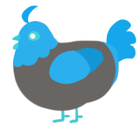 A grey and sky chicken with a head pattern