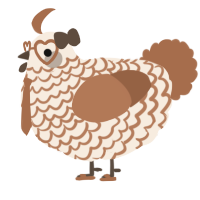 A cream and brown chicken with a lace pattern