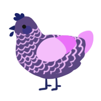 A overcast and lavender chicken with a lace pattern