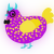 A amethyst and yellow chicken with a speckle pattern