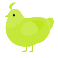 A lime chicken with a head pattern