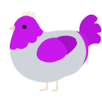 A mist and amethyst chicken with a head pattern
