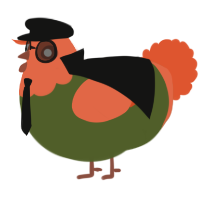 A olive and vermilion chicken with a head pattern