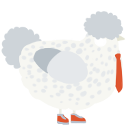 A white and mist chicken with a speckle pattern