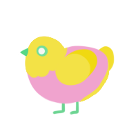 Lemonade, a pink and yellow chicken with a head pattern