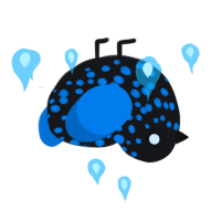 A sable and sapphire chicken with a speckle pattern