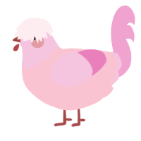 A rose and pink chicken with a head pattern