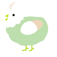 A gluppy and cream chicken with a head pattern