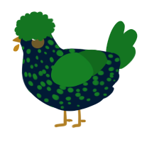 A tumblr and leaf chicken with a speckle pattern