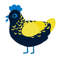 A tumblr and yellow chicken with a half-lace pattern