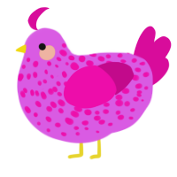 A orchid and fuchsia chicken with a speckle pattern
