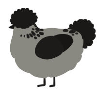 A ash and sable chicken with a neck-speckle pattern