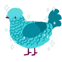 A aqua and sea chicken with a lace pattern