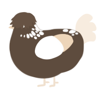 A bark and cream chicken with a neck-speckle pattern