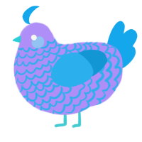 A lilac and sky chicken with a lace pattern