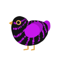 (unnamed), a black and amethyst chicken with a bar pattern