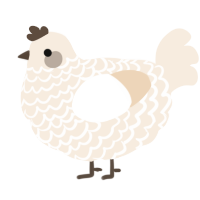 A cream chicken with a lace pattern