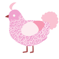 A pink and rose chicken with a double-lace pattern